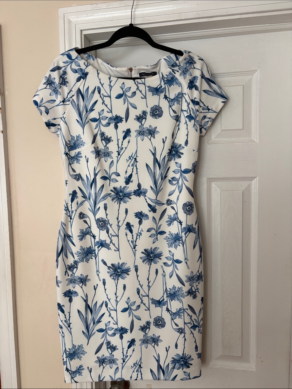 Tommy Hilfiger White Dress with Blue Floral Print